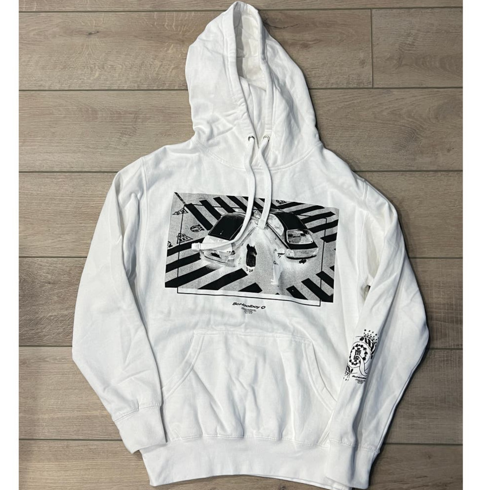 TDE Schoolboy Q Crash Talk Hoodie Sweatshirt White Men's S Long Sleeve Pullover